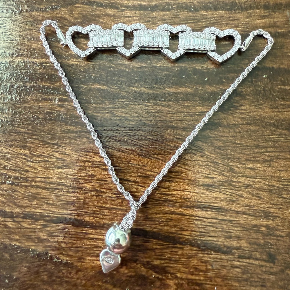 Sterling Silver Heart Bracelet Bling